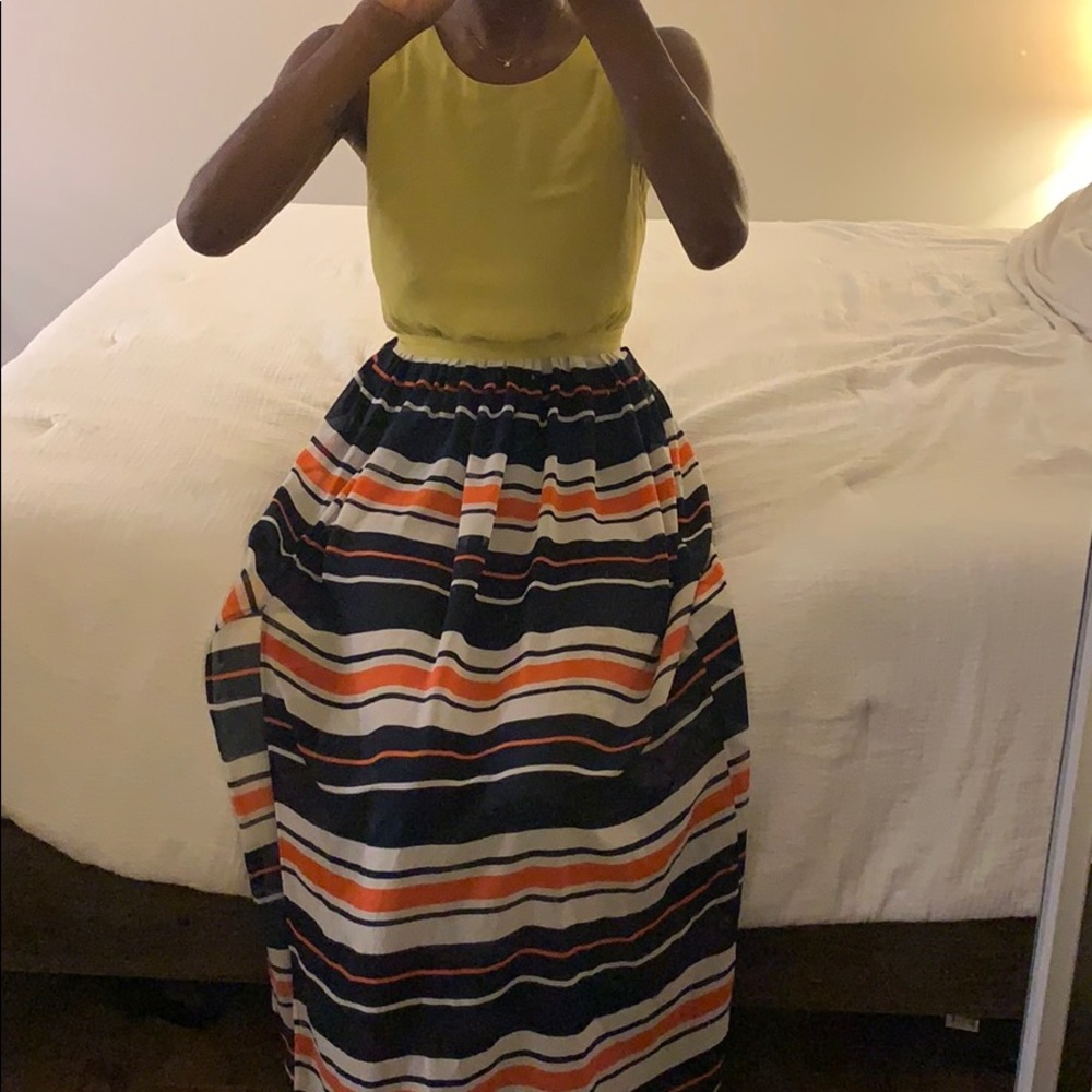 Striped floor length dress